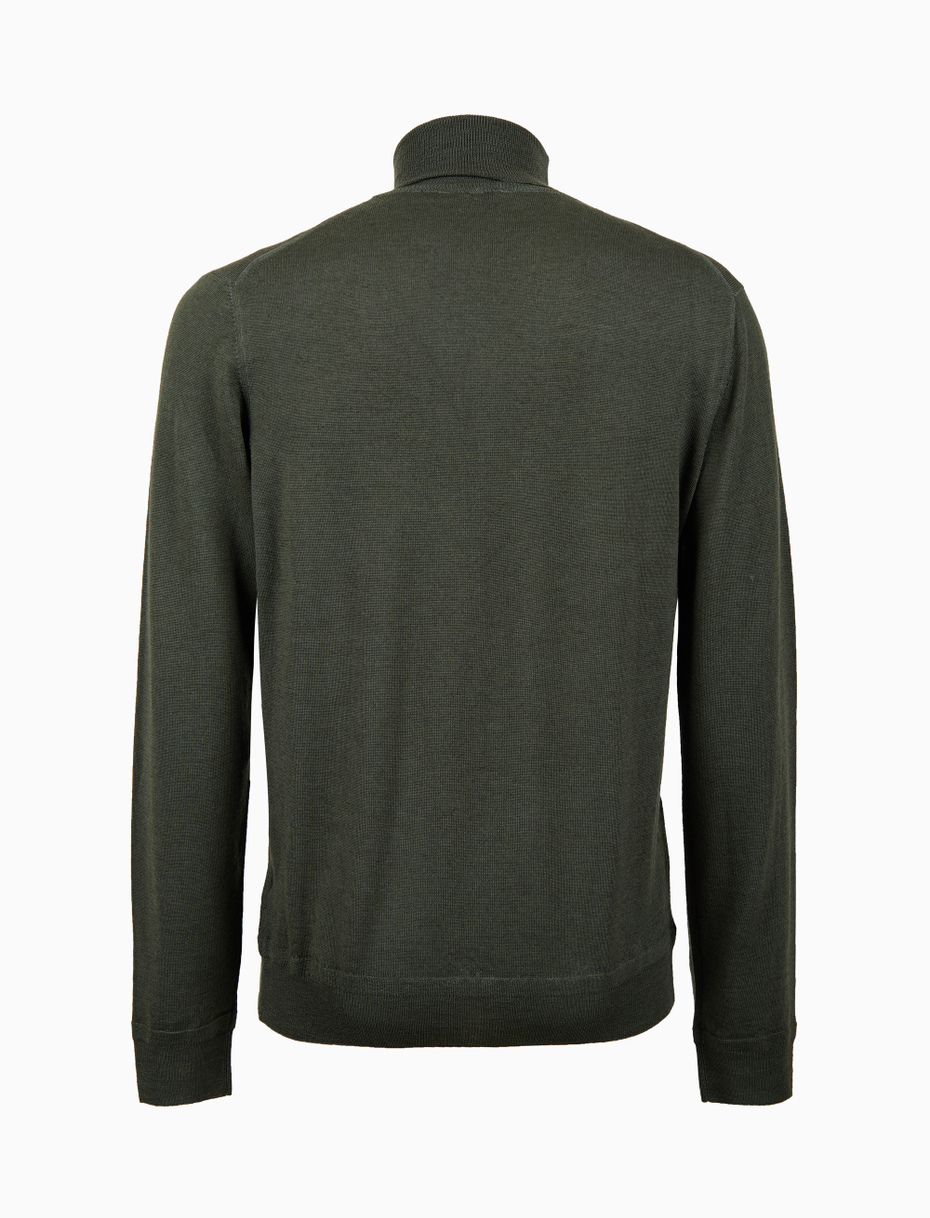 Men's plain green wool turtleneck sweater - Gallo 1927 - Official Online Shop