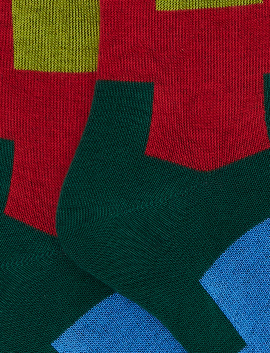 Calze lunghe bambino cotone verde fantasia geometrico - Gallo 1927 - Official Online Shop