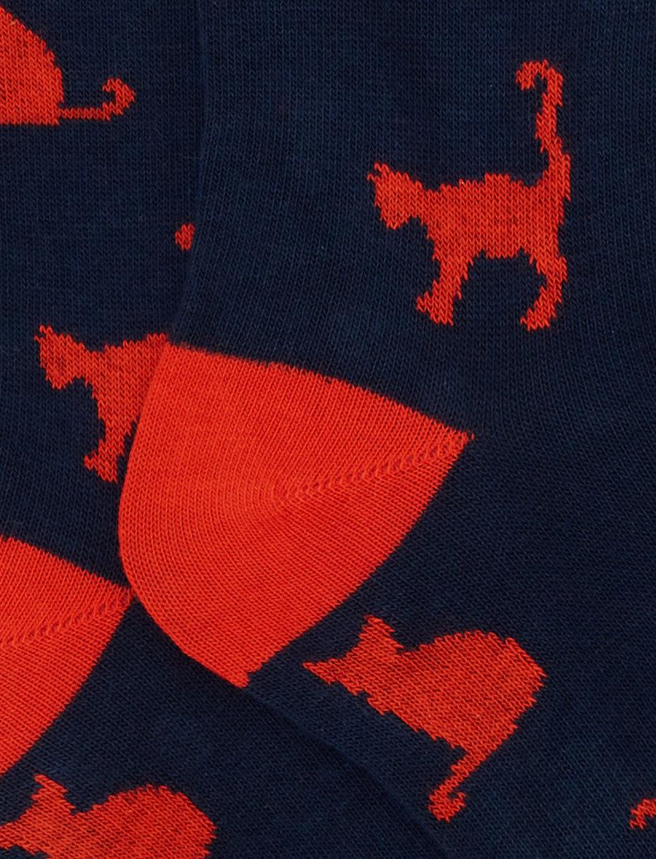 Calze lunghe bambino cotone blu fantasia gatti - Gallo 1927 - Official Online Shop