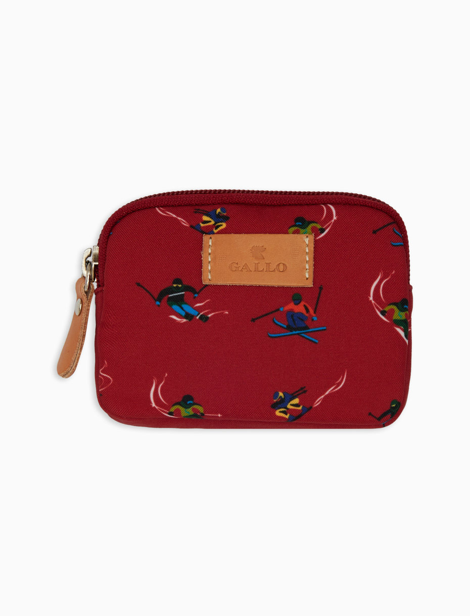 Bustina piccola unisex rosso fantasia sciatori - Gallo 1927 - Official Online Shop