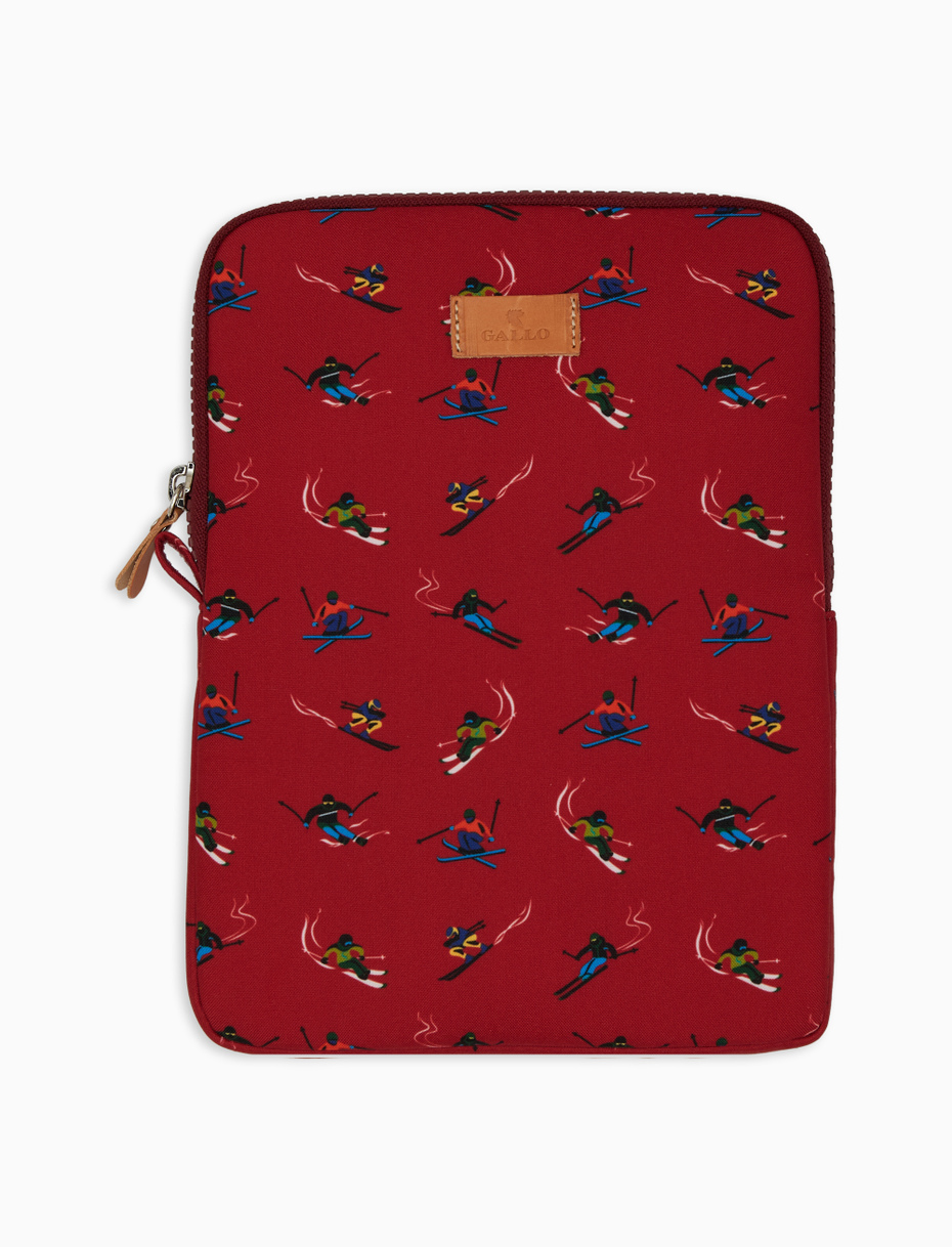 Porta tablet unisex rosso fantasia sciatori - Gallo 1927 - Official Online Shop