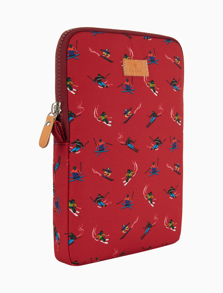 Porta tablet unisex rosso fantasia sciatori - Gallo 1927 - Official Online Shop