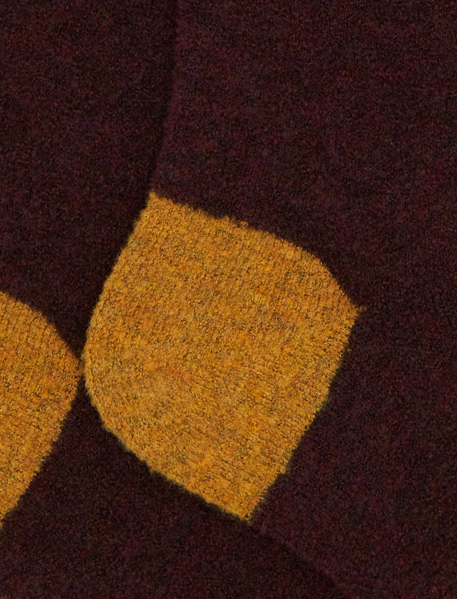 Men's long plain purple bouclé wool socks with contrasting details - Gallo 1927 - Official Online Shop