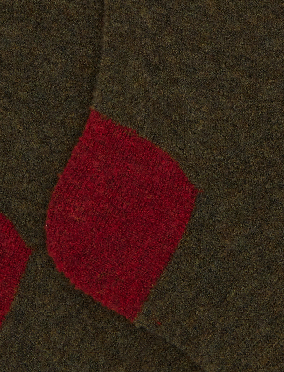 Men's long plain green bouclé wool socks with contrasting details - Gallo 1927 - Official Online Shop