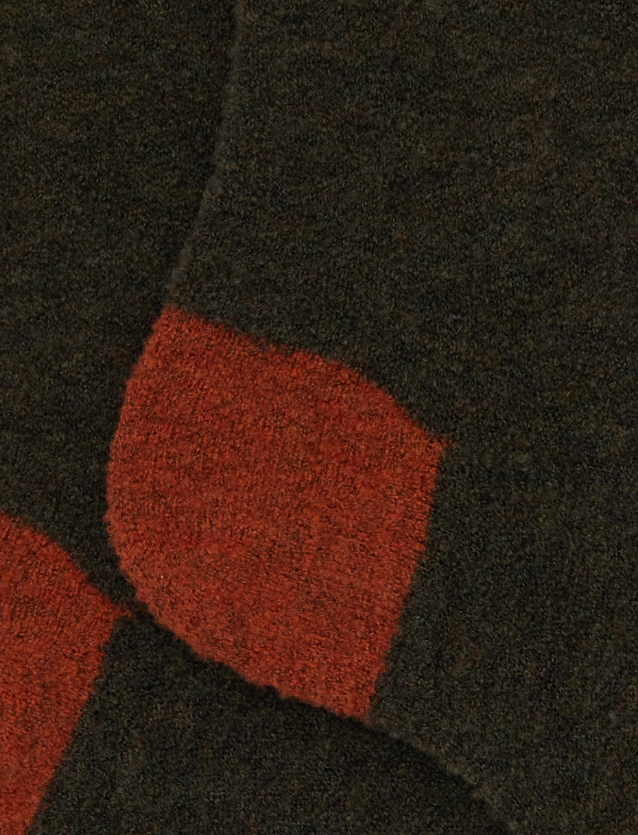 Calze corte uomo lana bouclé verde tinta unita e contrasti - Gallo 1927 - Official Online Shop