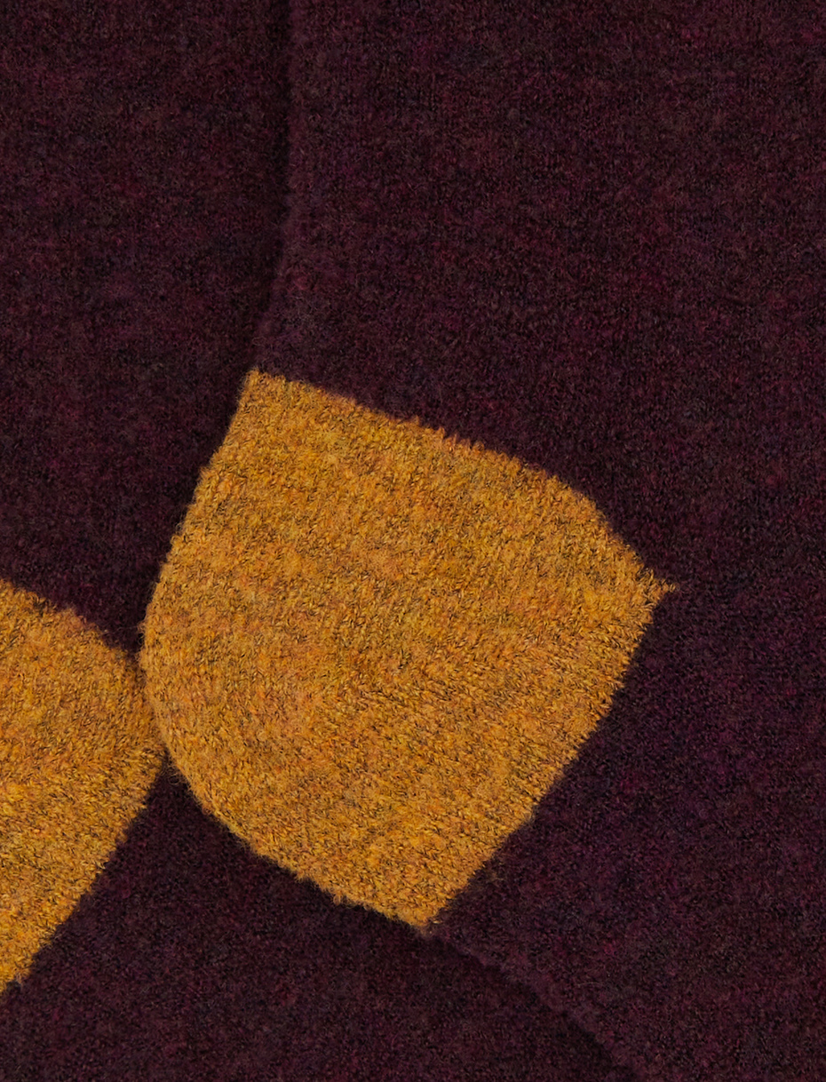 Men's short plain purple bouclé wool socks with contrasting details - Gallo 1927 - Official Online Shop