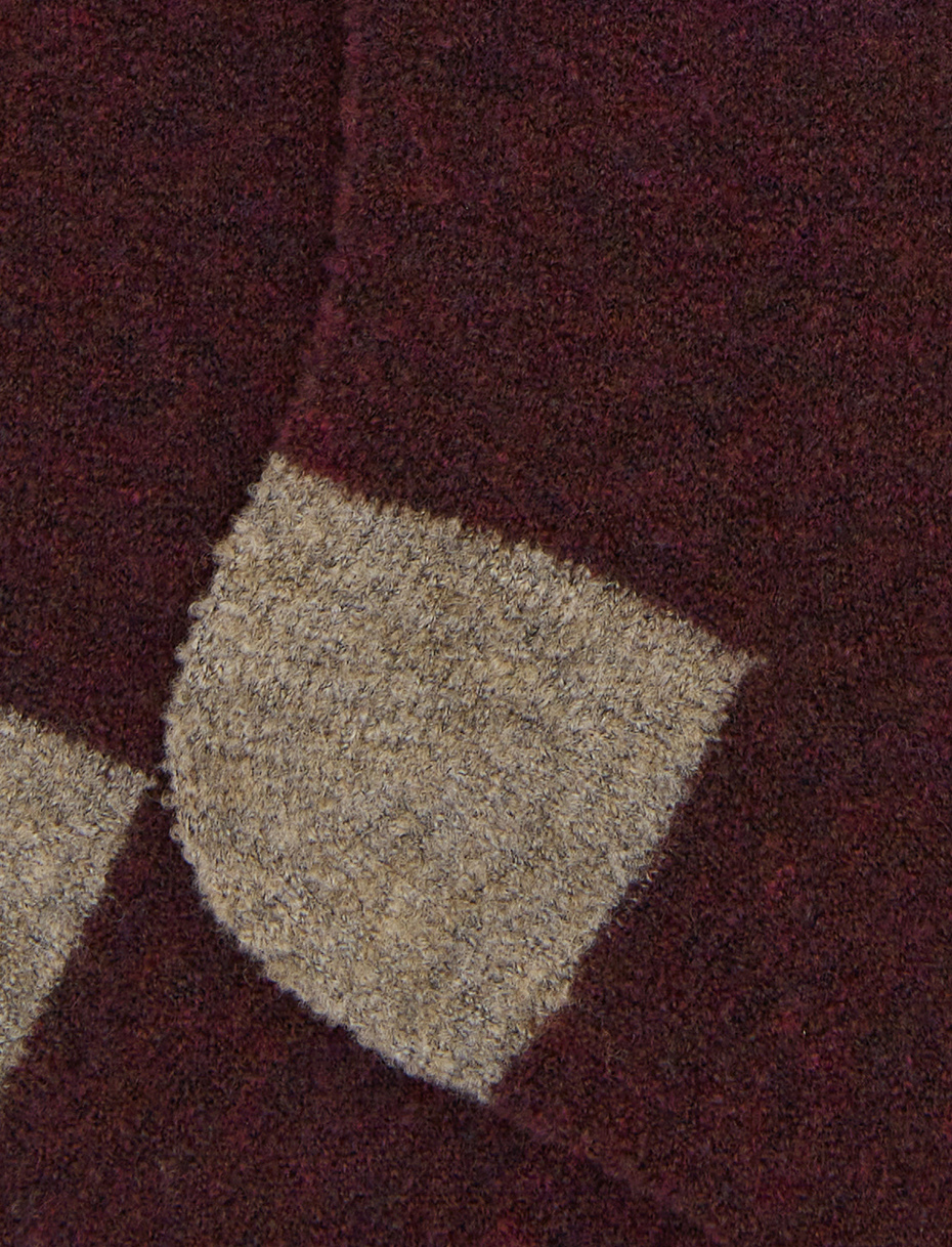 Women's long plain purple bouclé wool socks with contrasting details - Gallo 1927 - Official Online Shop