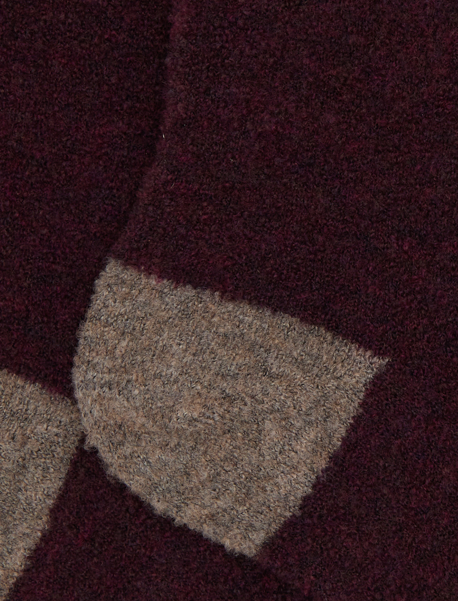 Women's short plain purple bouclé wool socks with contrasting details - Gallo 1927 - Official Online Shop