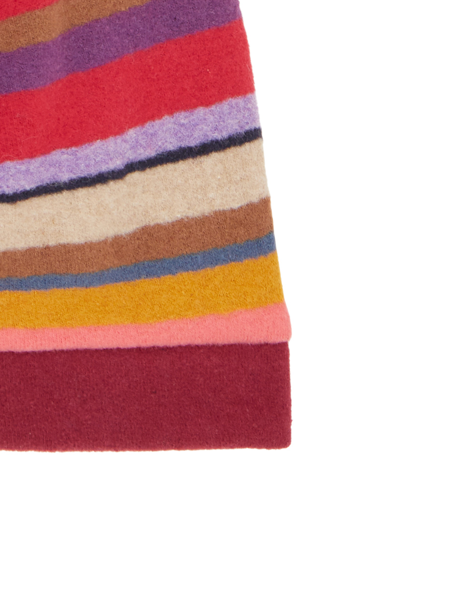 Kids' burgundy fleece beanie with multicoloured stripes - Gallo 1927 - Official Online Shop