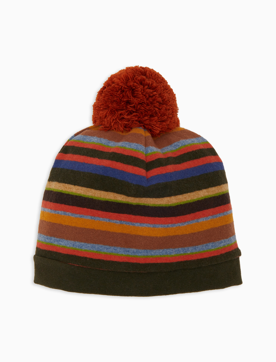 Berretto bambino pile verde righe multicolor - Gallo 1927 - Official Online Shop