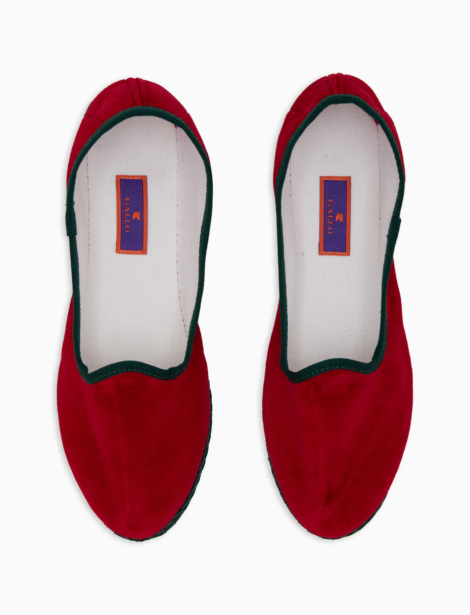 Women's plain burgundy velvet shoes with contrasting details - Gallo 1927 - Official Online Shop