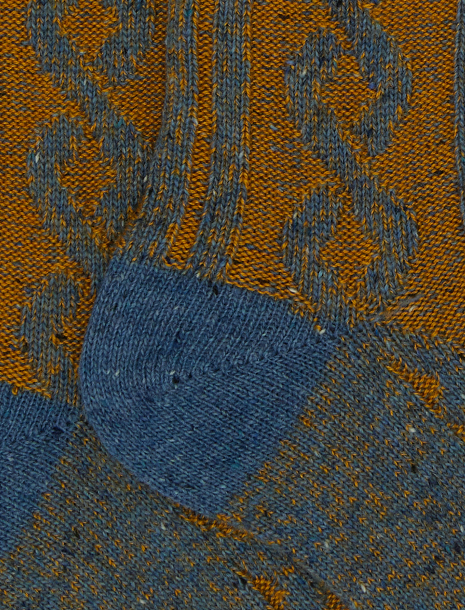 Calze lunghe donna lana, seta e cashmere azzurro fantasia treccia - Gallo 1927 - Official Online Shop