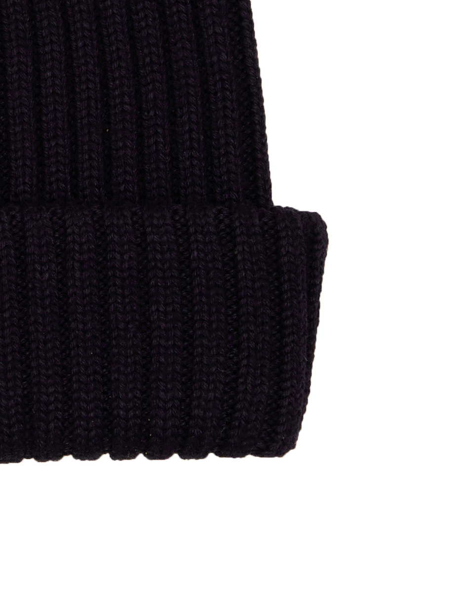 Unisex plain blue ribbed wool, silk and cashmere beanie - Gallo 1927 - Official Online Shop