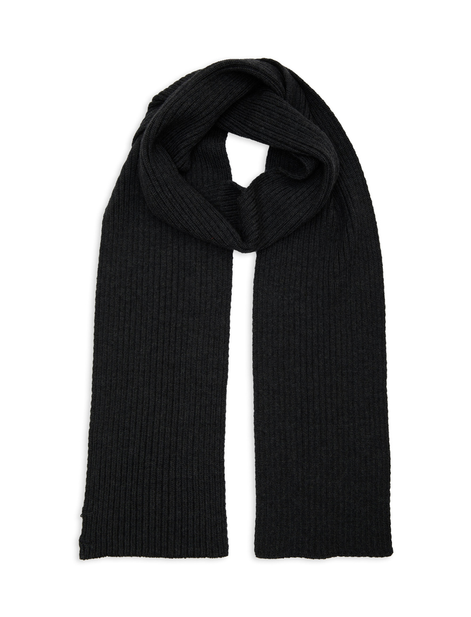 Unisex plain grey ribbed scarf in wool, silk and cashmere - Gallo 1927 - Official Online Shop
