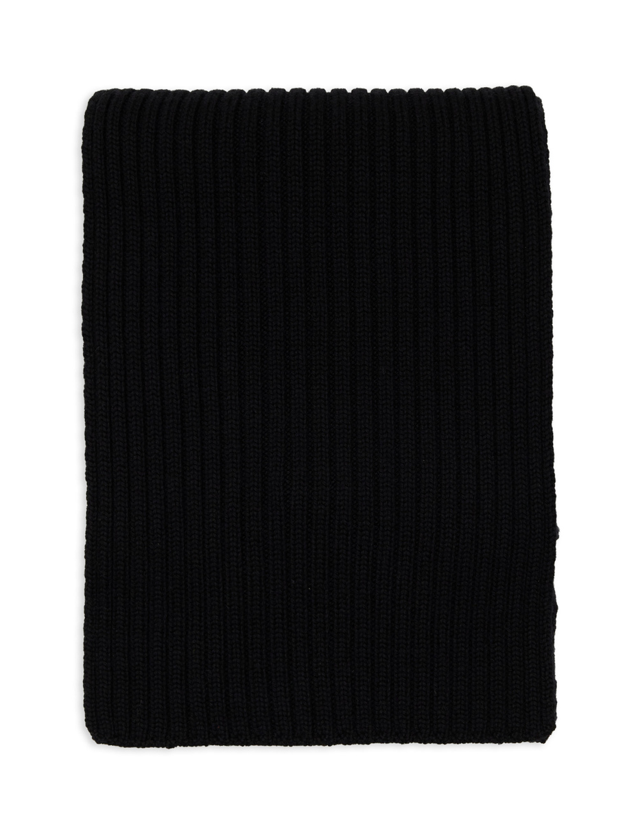 Unisex plain black ribbed scarf in wool, silk and cashmere - Gallo 1927 - Official Online Shop