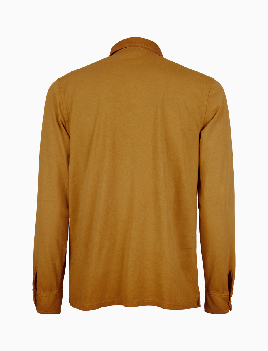 Polo camicia maniche lunghe uomo cotone gialla tinta unita - Gallo 1927 - Official Online Shop