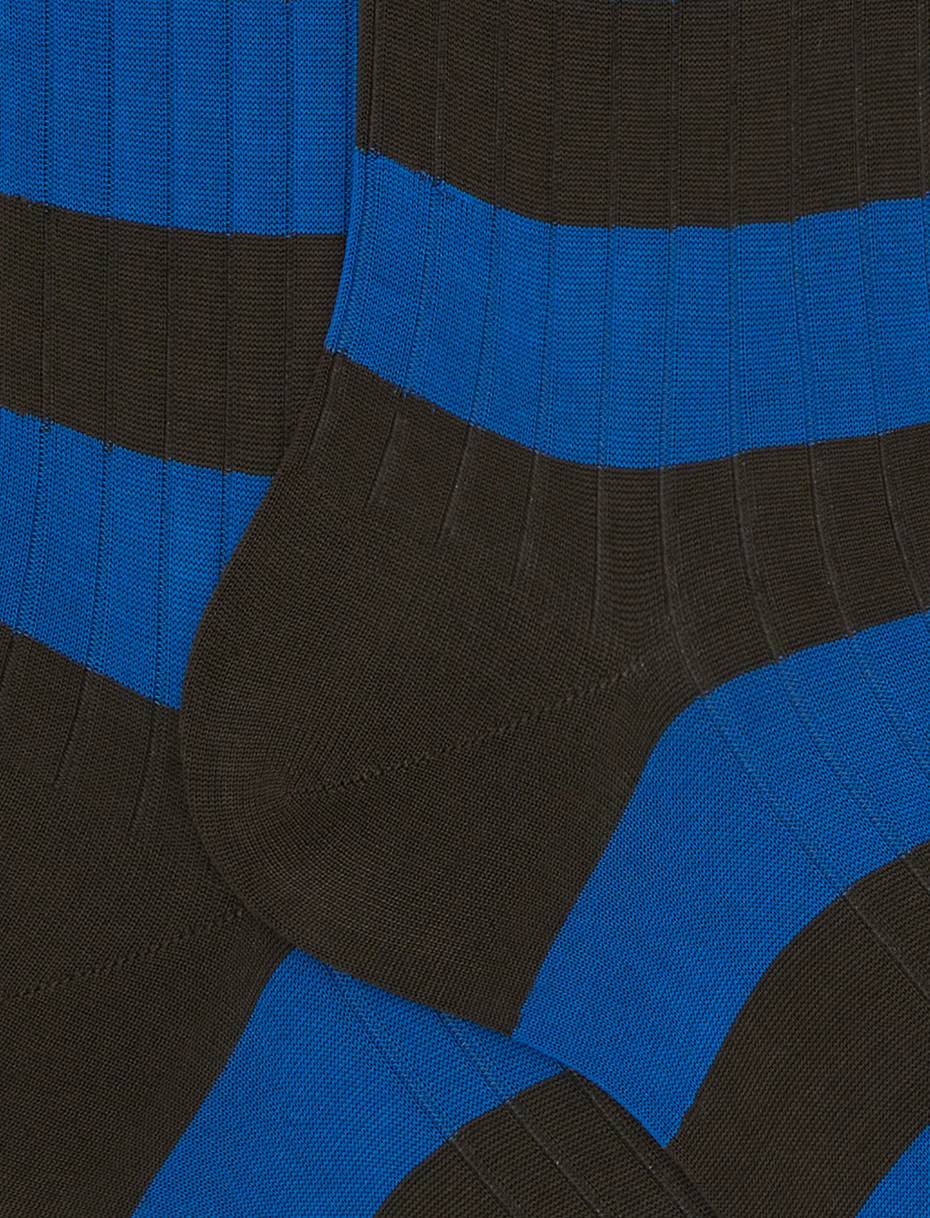 Calze corte uomo cotone marrone a coste righe bicolore - Gallo 1927 - Official Online Shop