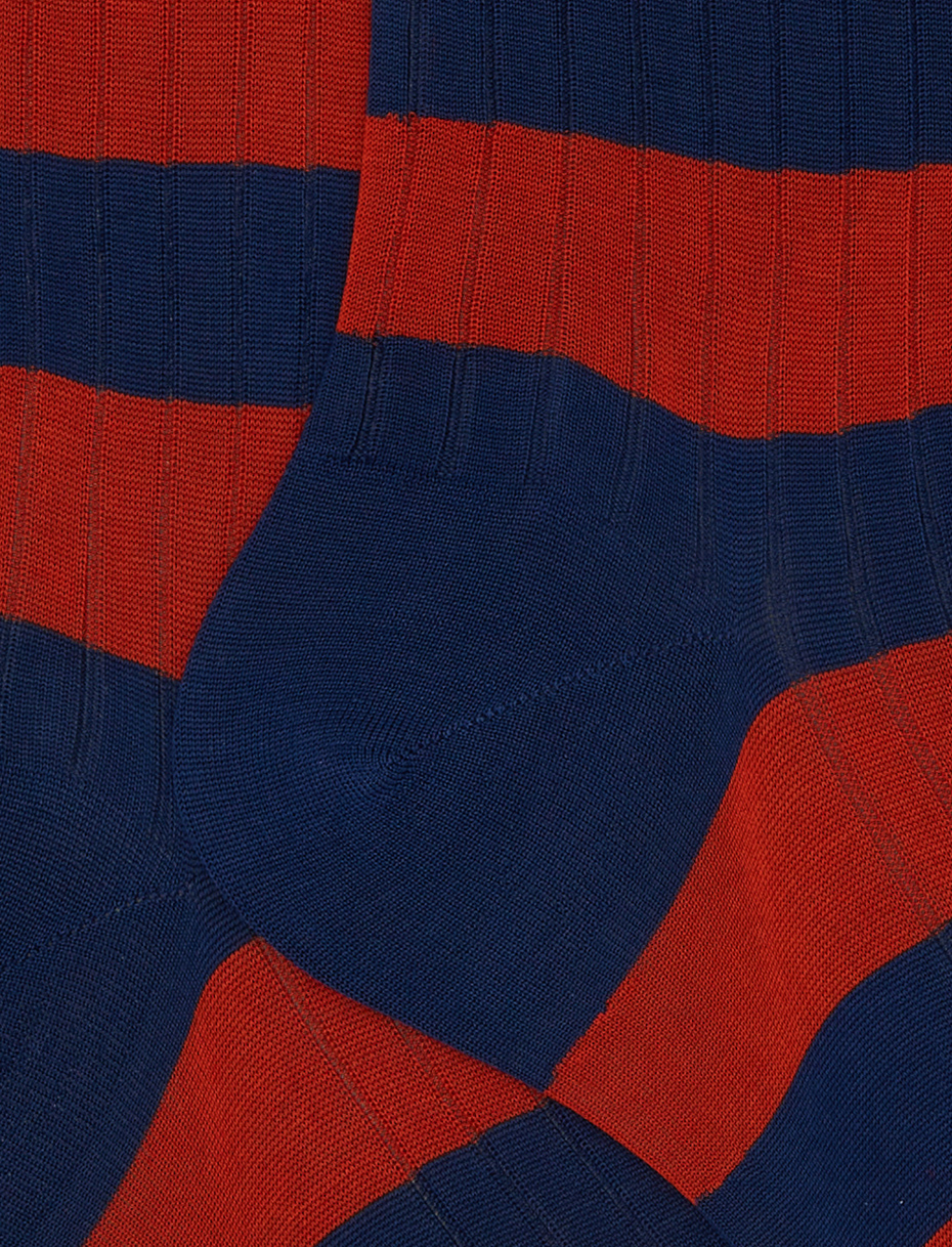 Calze corte uomo cotone blu a coste righe bicolore - Gallo 1927 - Official Online Shop