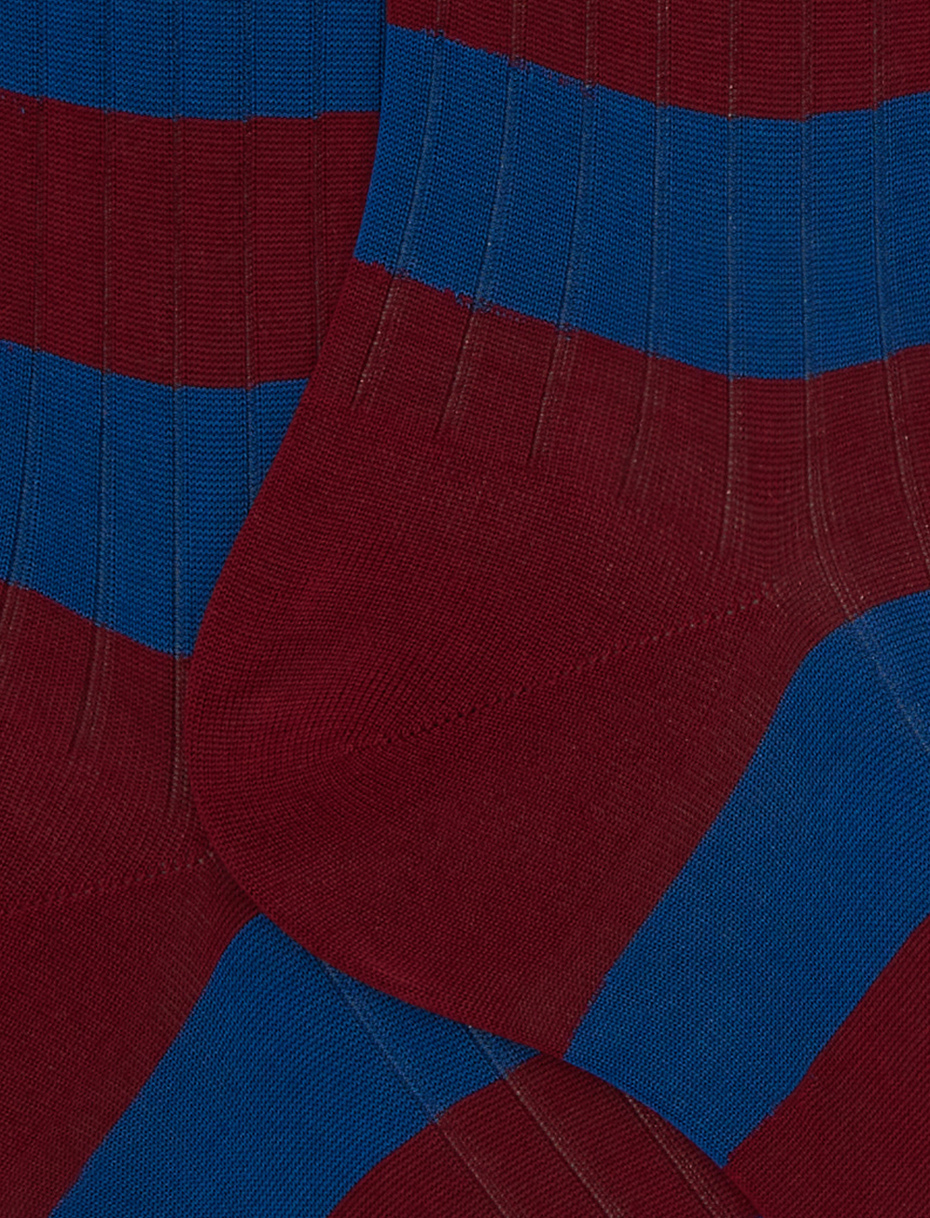 Calze corte uomo cotone bordò a coste righe bicolore - Gallo 1927 - Official Online Shop