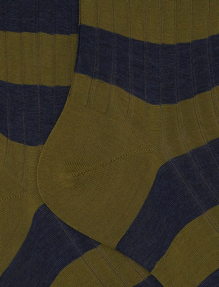 Calze corte uomo cotone verde a coste righe bicolore - Gallo 1927 - Official Online Shop