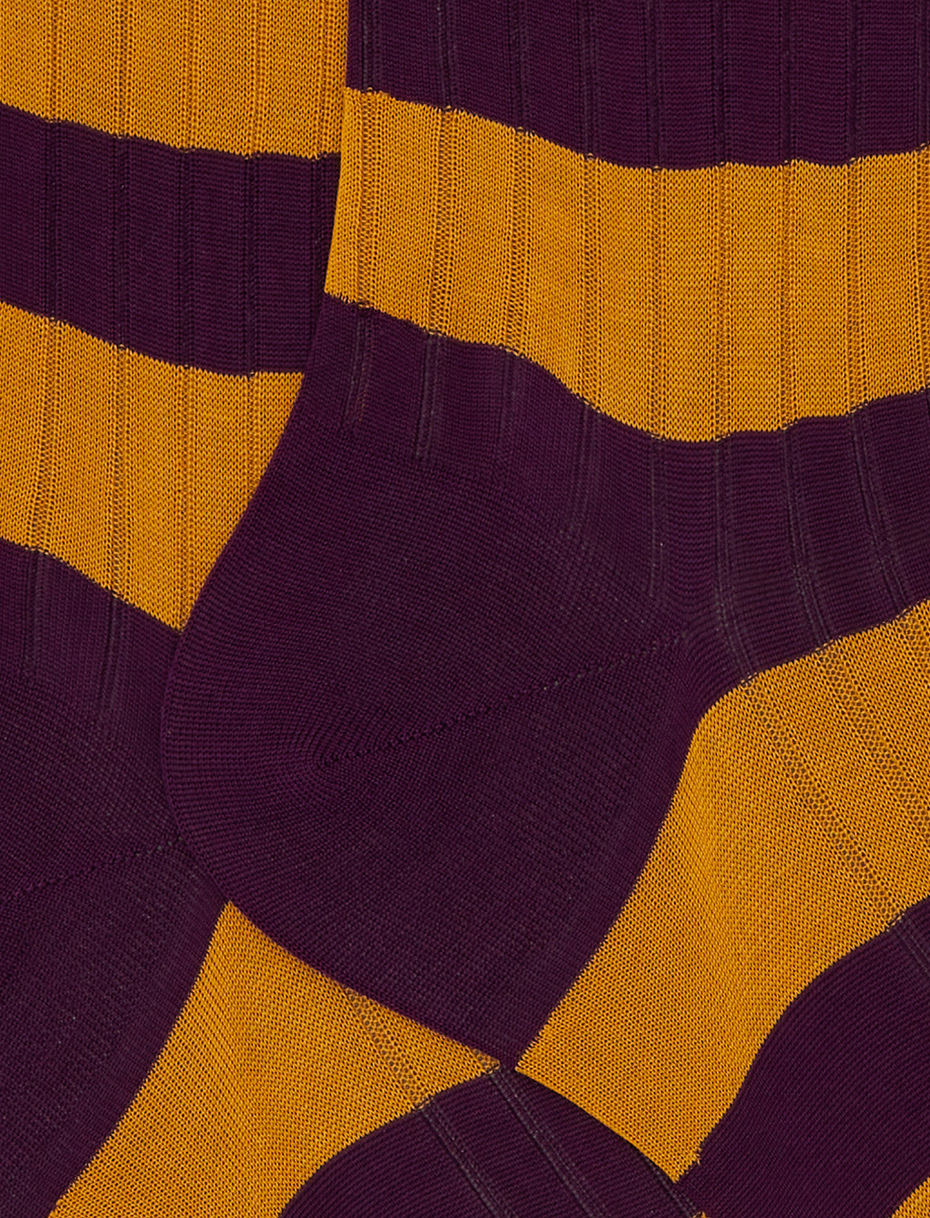 Calze corte uomo cotone viola a coste righe bicolore - Gallo 1927 - Official Online Shop
