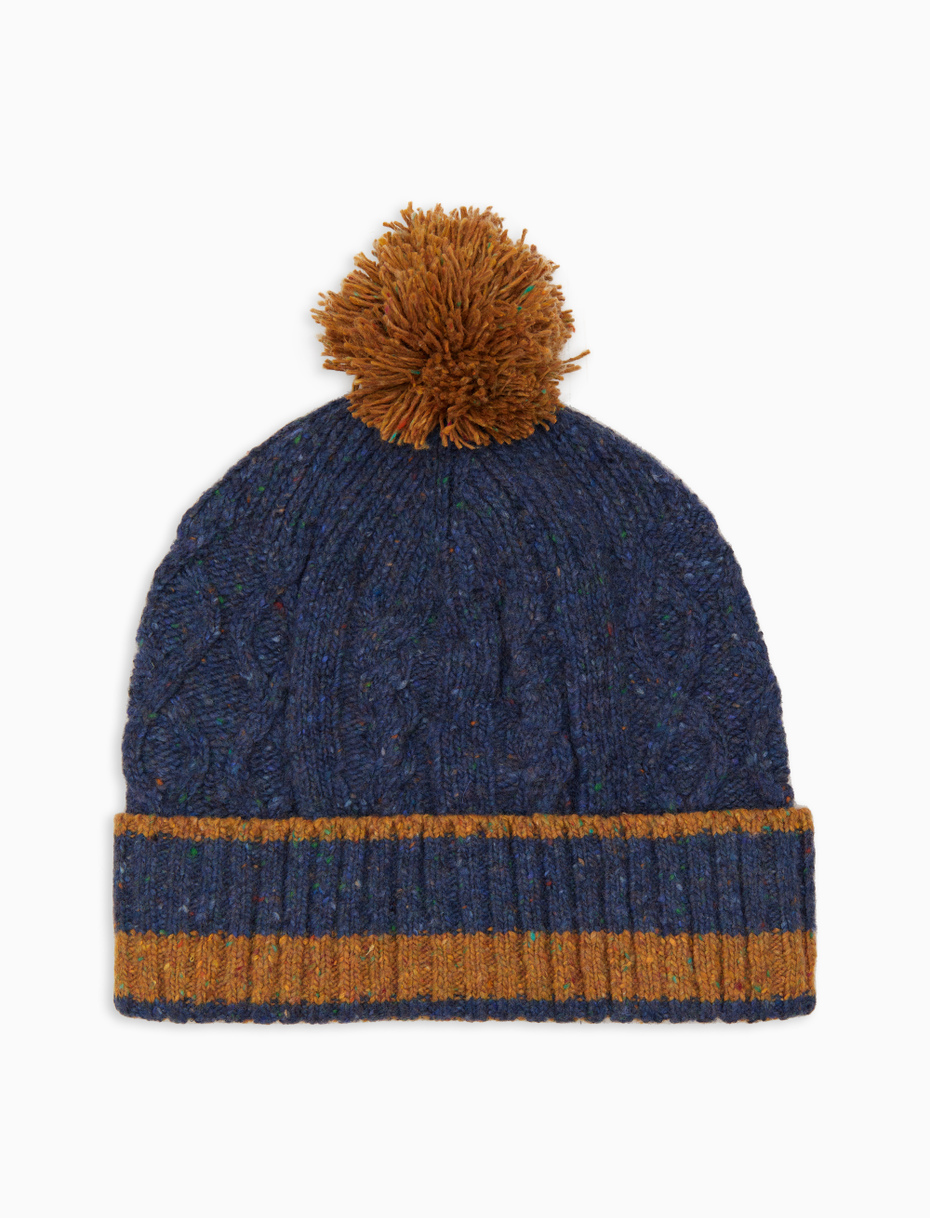 Berretto unisex lana blu punto aran tinta unita - Gallo 1927 - Official Online Shop