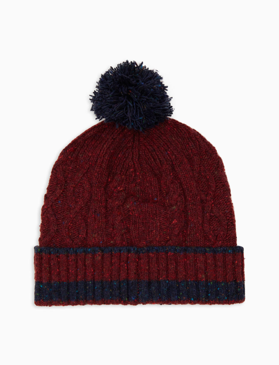 Berretto unisex lana bordò punto aran tinta unita - Gallo 1927 - Official Online Shop