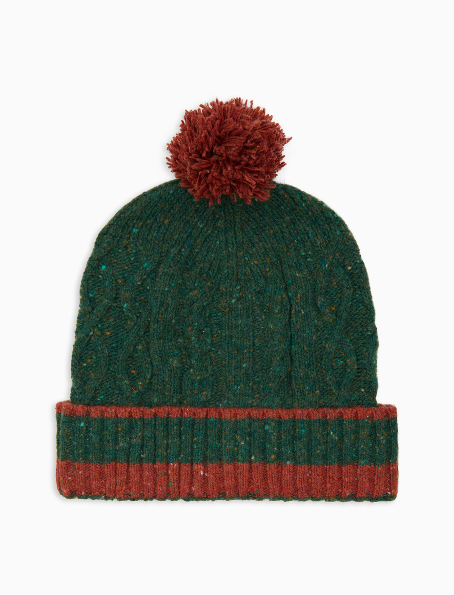 Berretto unisex lana verde punto aran tinta unita - Gallo 1927 - Official Online Shop
