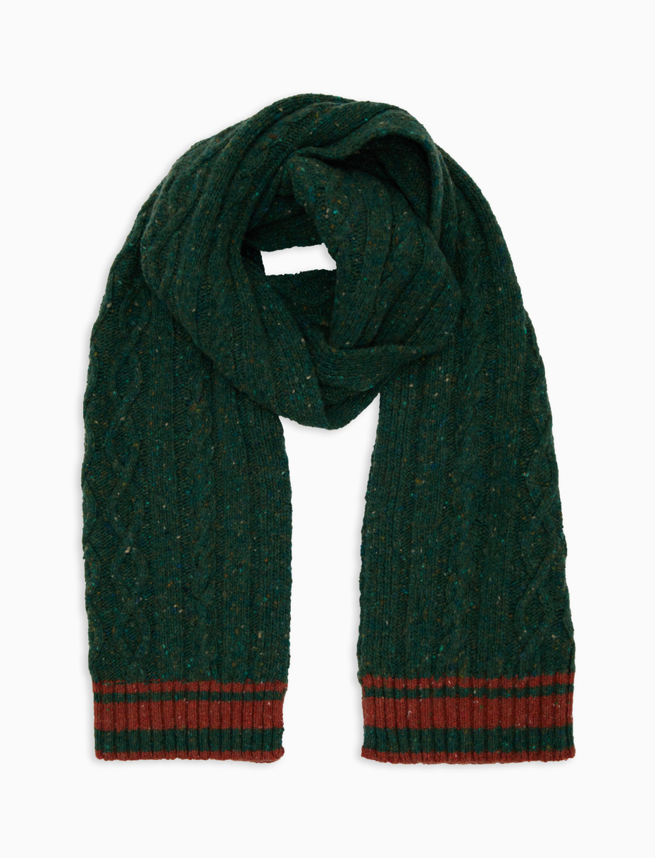 Sciarpa unisex lana verde punto aran tinta unita - Gallo 1927 - Official Online Shop