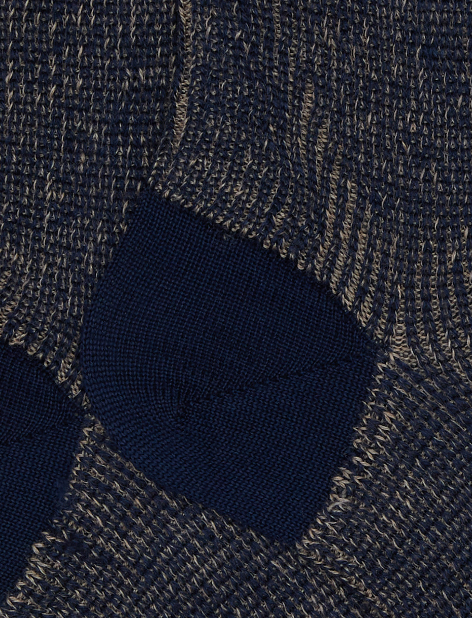 Calze corte unisex lana, seta e cashmere blu fantasia mouliné - Gallo 1927 - Official Online Shop