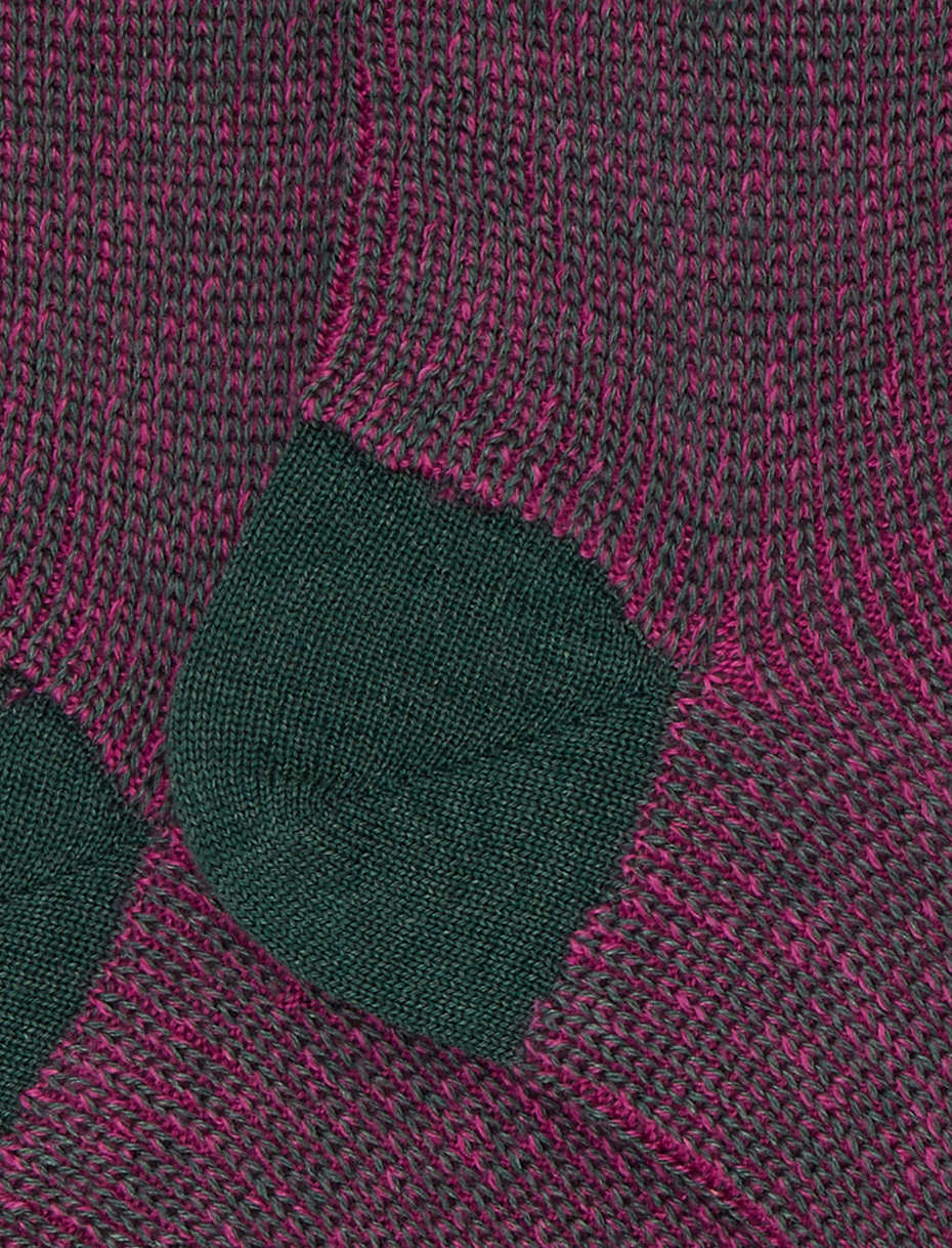 Unisex short green wool, silk and cashmere socks with mouliné motif - Gallo 1927 - Official Online Shop