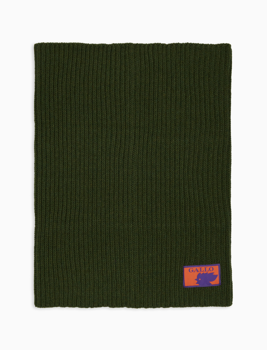 Unisex plain green neck warmer in wool and cashmere Gallo