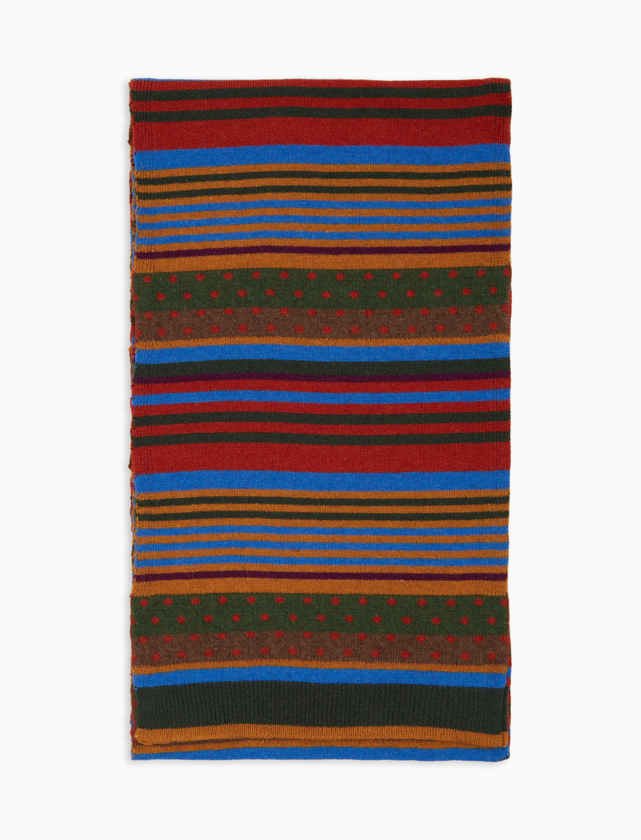 Sciarpa unisex lana e cashmere verde mix righe e pois - Gallo 1927 - Official Online Shop