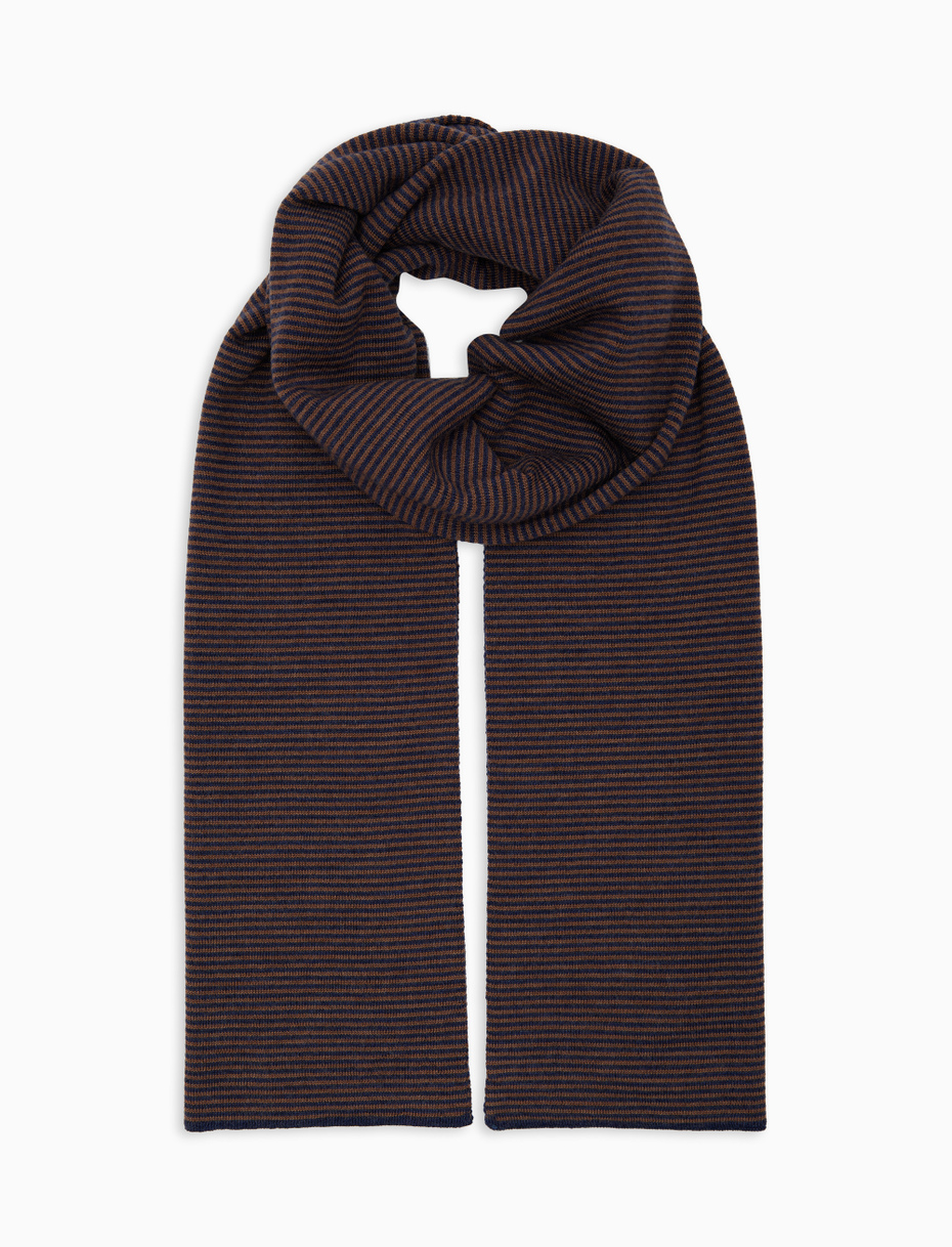 Men's blue wool scarf with Windsor stripes - Gallo 1927 - Official Online Shop