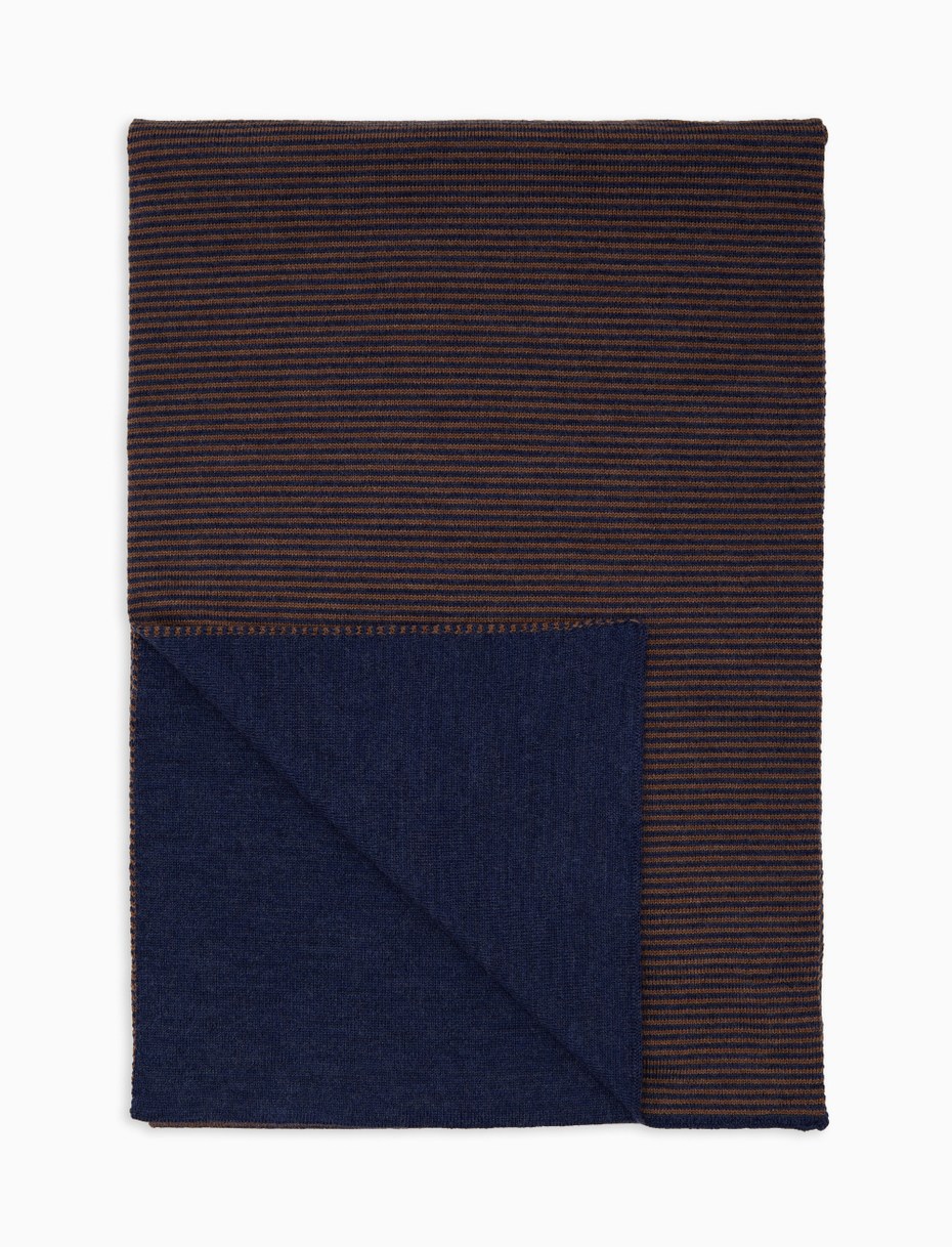 Men's blue wool scarf with Windsor stripes - Gallo 1927 - Official Online Shop