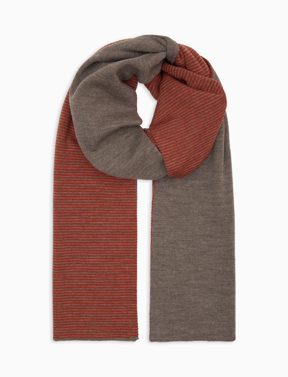 Men's beige wool scarf with Windsor stripes - Gallo 1927 - Official Online Shop