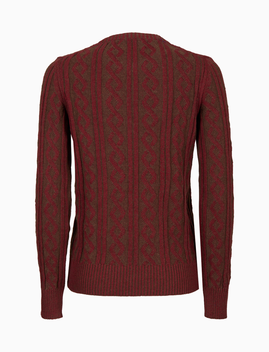 Pull donna lana e cashmere marrone fantasia treccia e costa vanisé a due colori - Gallo 1927 - Official Online Shop
