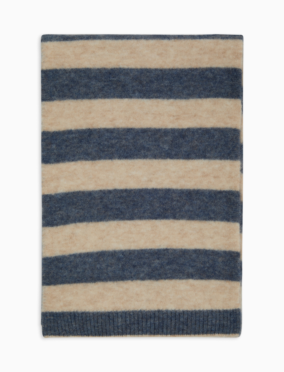 Sciarpa donna alpaca e lana azzurra righe bicolore - Gallo 1927 - Official Online Shop