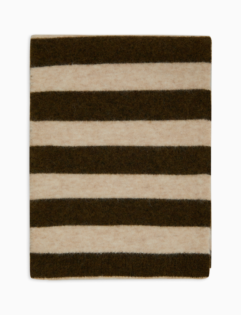 Sciarpa donna alpaca e lana verde righe bicolore - Gallo 1927 - Official Online Shop