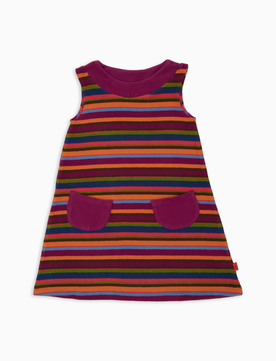 Vestito bambino pile fucsia righe multicolor - Gallo 1927 - Official Online Shop