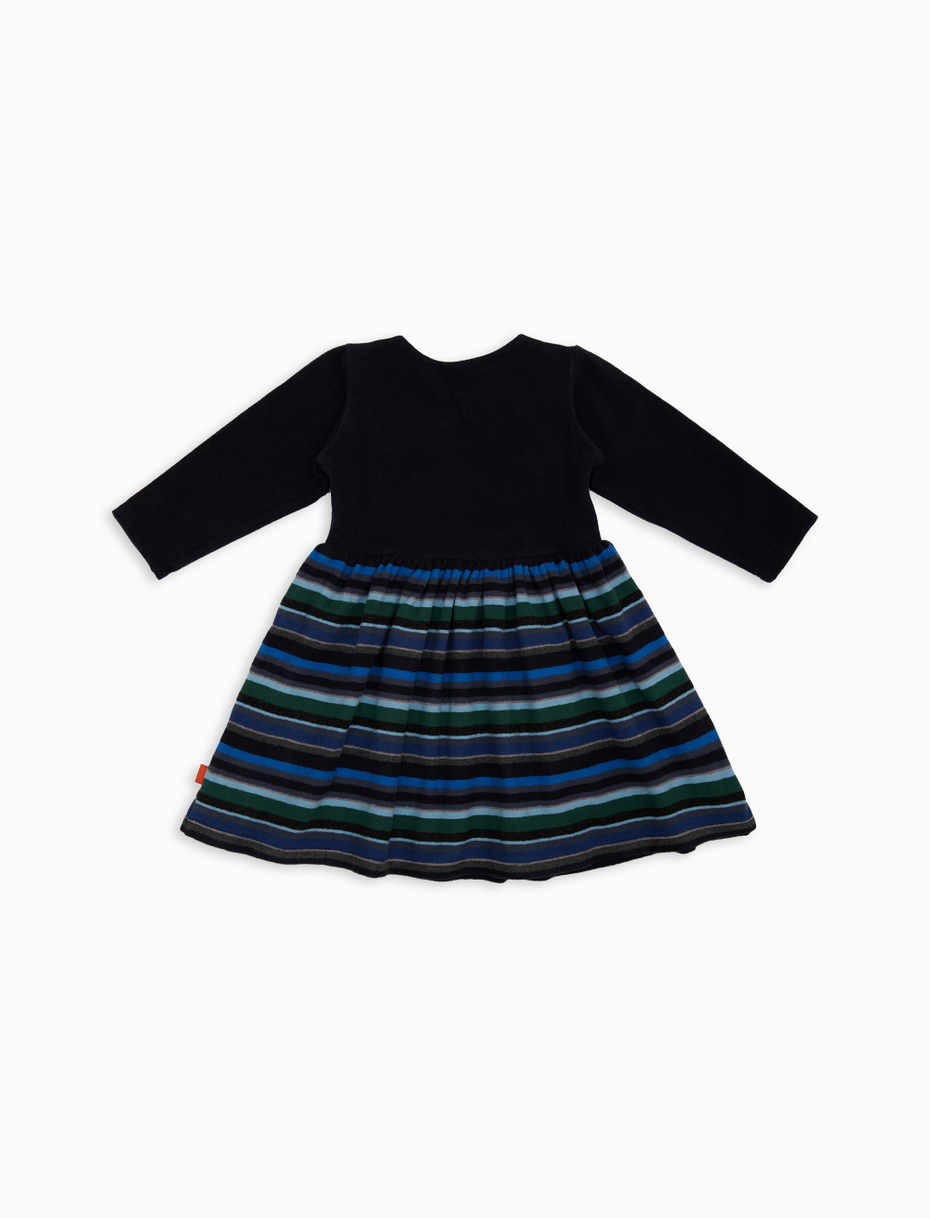 Vestito bambino pile blu tinta unita e righe multicolor - Gallo 1927 - Official Online Shop