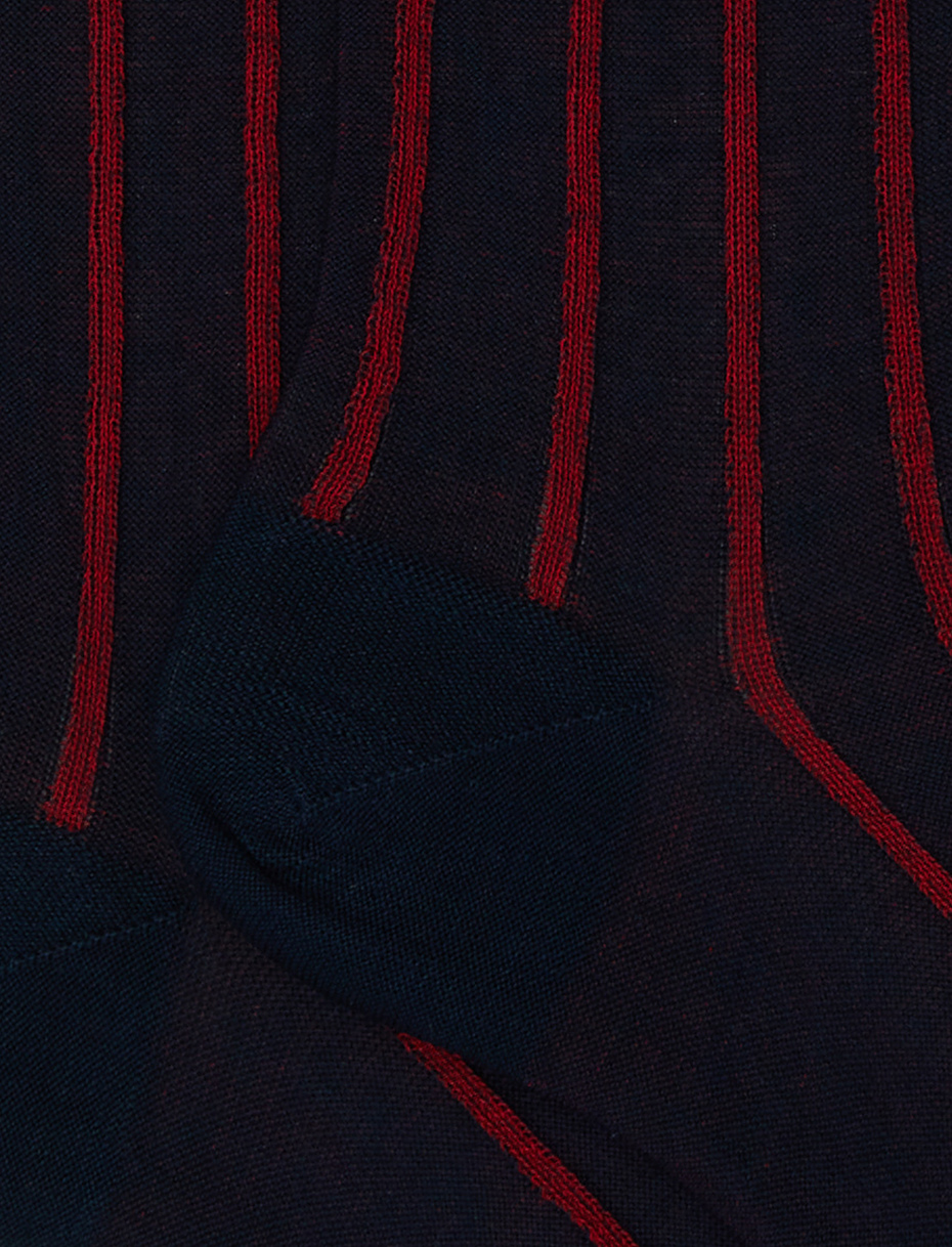 Calze lunghe donna cotone blu fantasia twin rib spaziata - Gallo 1927 - Official Online Shop