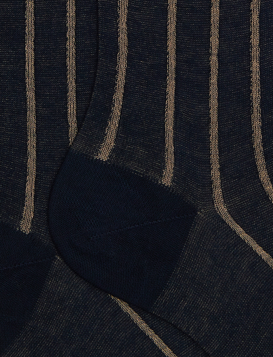 Calze lunghe donna cotone blu fantasia twin rib spaziata - Gallo 1927 - Official Online Shop