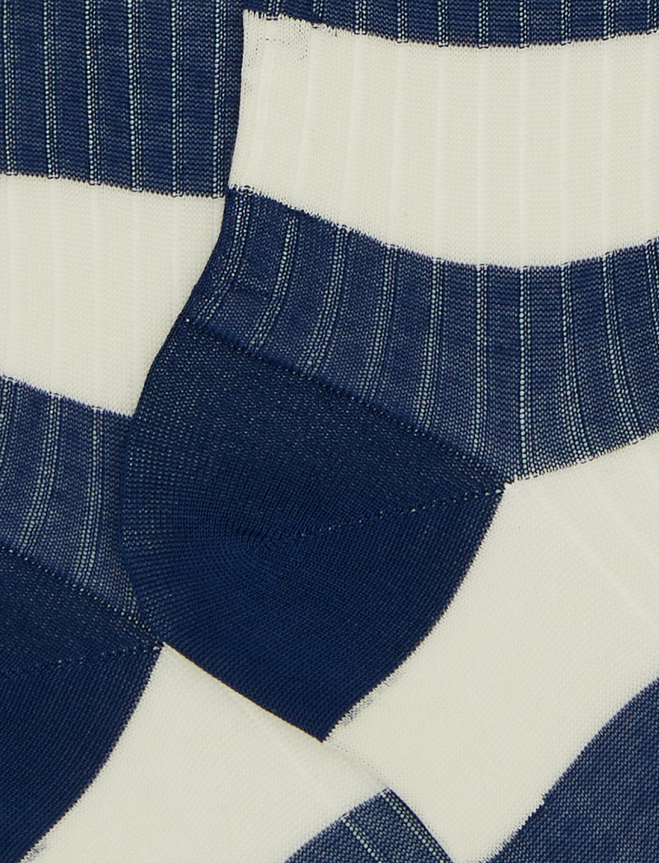 Calze corte donna cotone a costa righe bicolore blu - Gallo 1927 - Official Online Shop