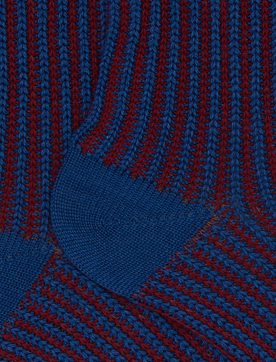 Calze corte unisex lana, seta e cashmere azzurro righe verticali - Gallo 1927 - Official Online Shop