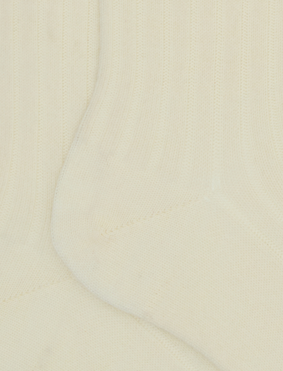 Women's long plain ribbed socks in white wool - Gallo 1927 - Official Online Shop