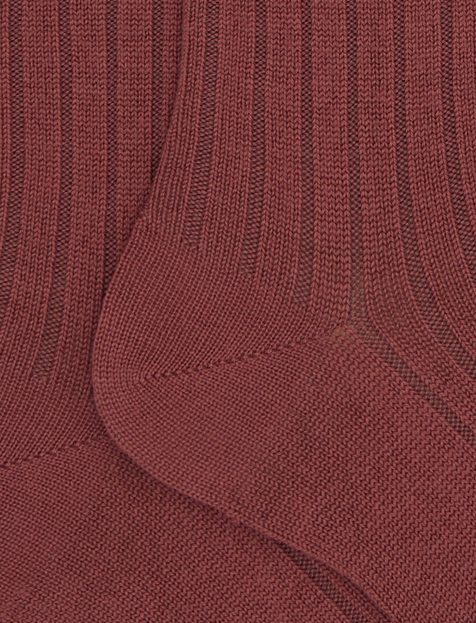 Women's long plain ribbed socks in pink wool - Gallo 1927 - Official Online Shop