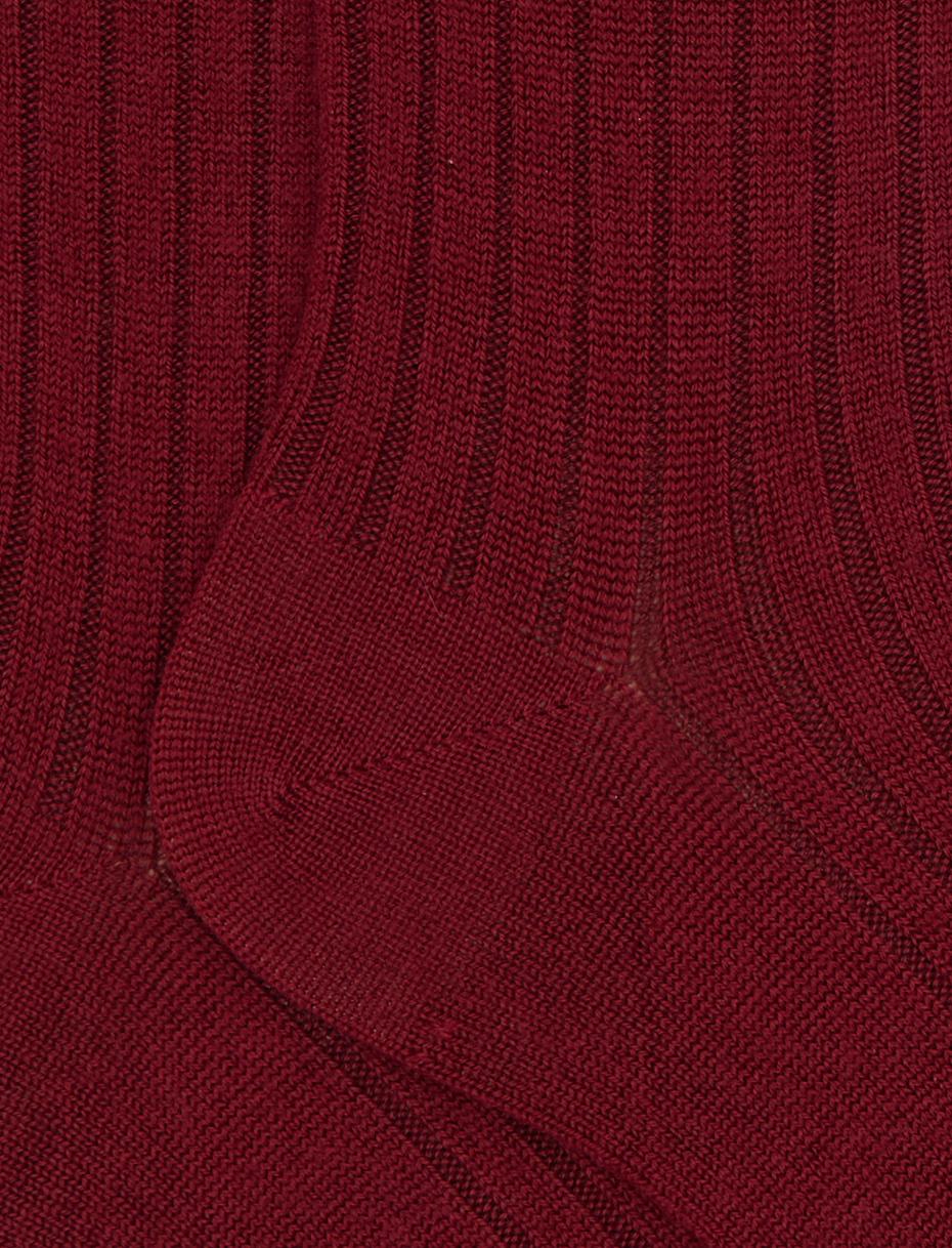 Women's long plain ribbed socks in red wool - Gallo 1927 - Official Online Shop