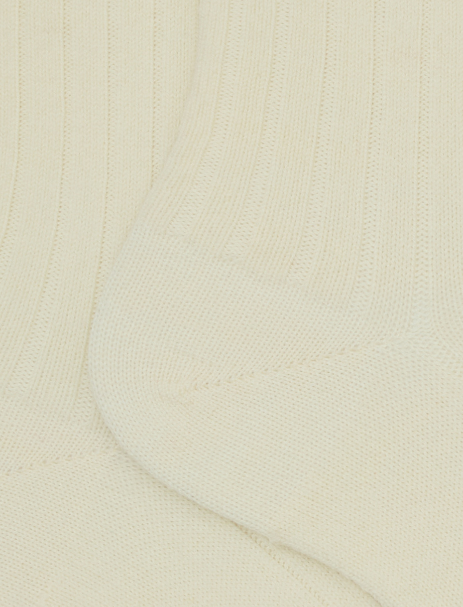 Women's short plain ribbed socks in white wool - Gallo 1927 - Official Online Shop