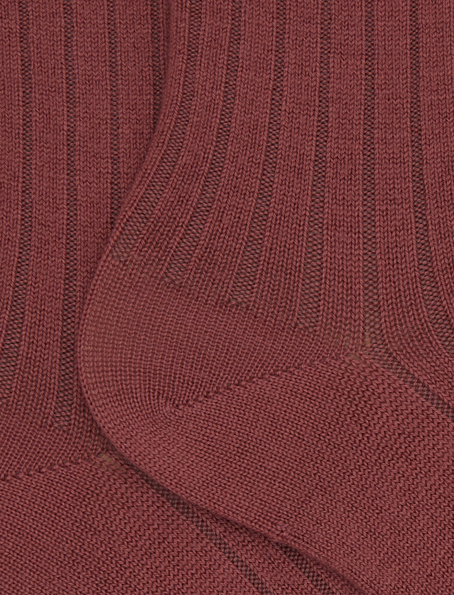 Women's short plain ribbed socks in pink wool - Gallo 1927 - Official Online Shop